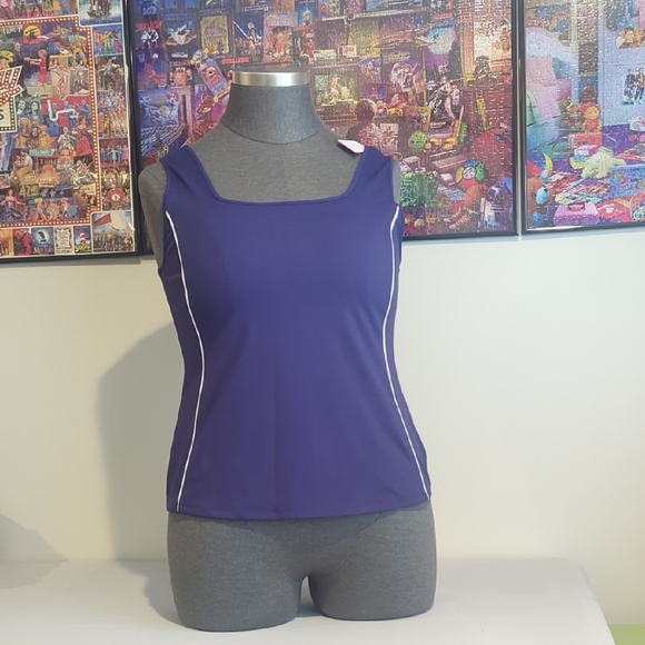 Livi Active Tops - Livi Active Royal Blue Tank Top with White Accents